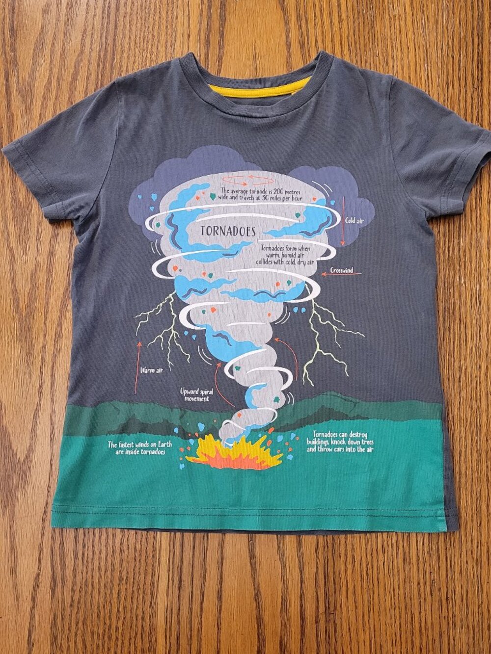 Mini Boden Tornado fact educational shirt. Size 6-7. Boys Summer T-Shirt.